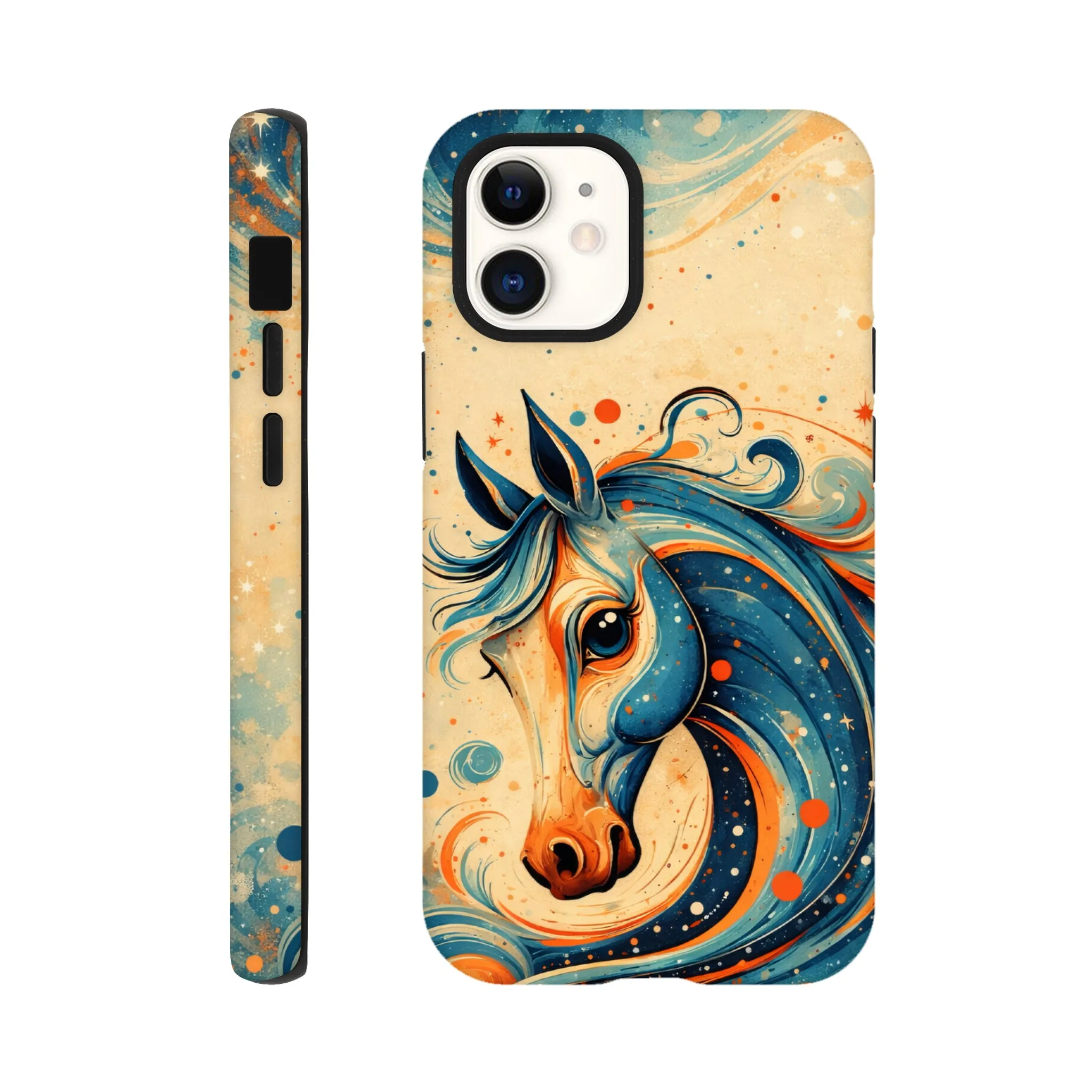 Vintage whimsical 1950’s horse retro atomic, art deco, mid century design protective mobile phone case. Tough custom iPhone compatible mobile phone case. Aialchemyart.co.uk