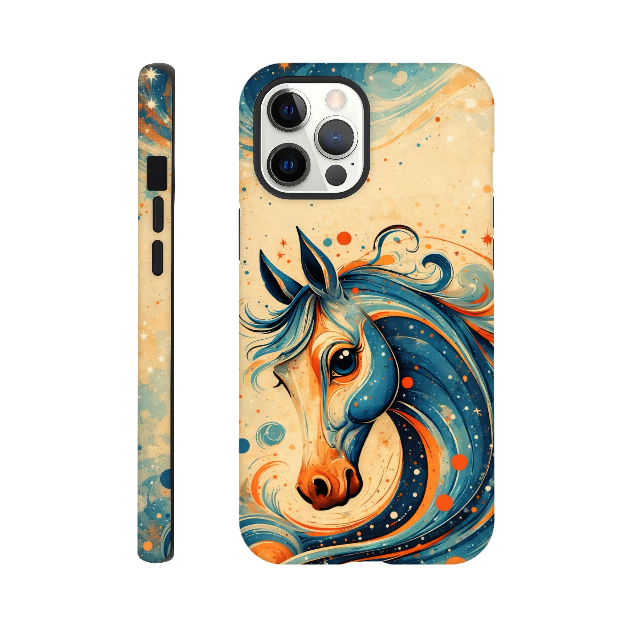 Vintage whimsical 1950’s horse retro atomic, art deco, mid century design protective mobile phone case. Tough custom iPhone compatible mobile phone case. Aialchemyart.co.uk