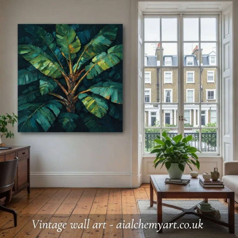 Vintage tropical tree art. Best retro art deco wall art in uk. Trending. Aialchemyart.co.uk