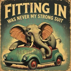 Funny 1950's Elephant – Whimsical Vintage Car Art Aialchemyart.co.uk retro 1950’s humorous comical wall art
