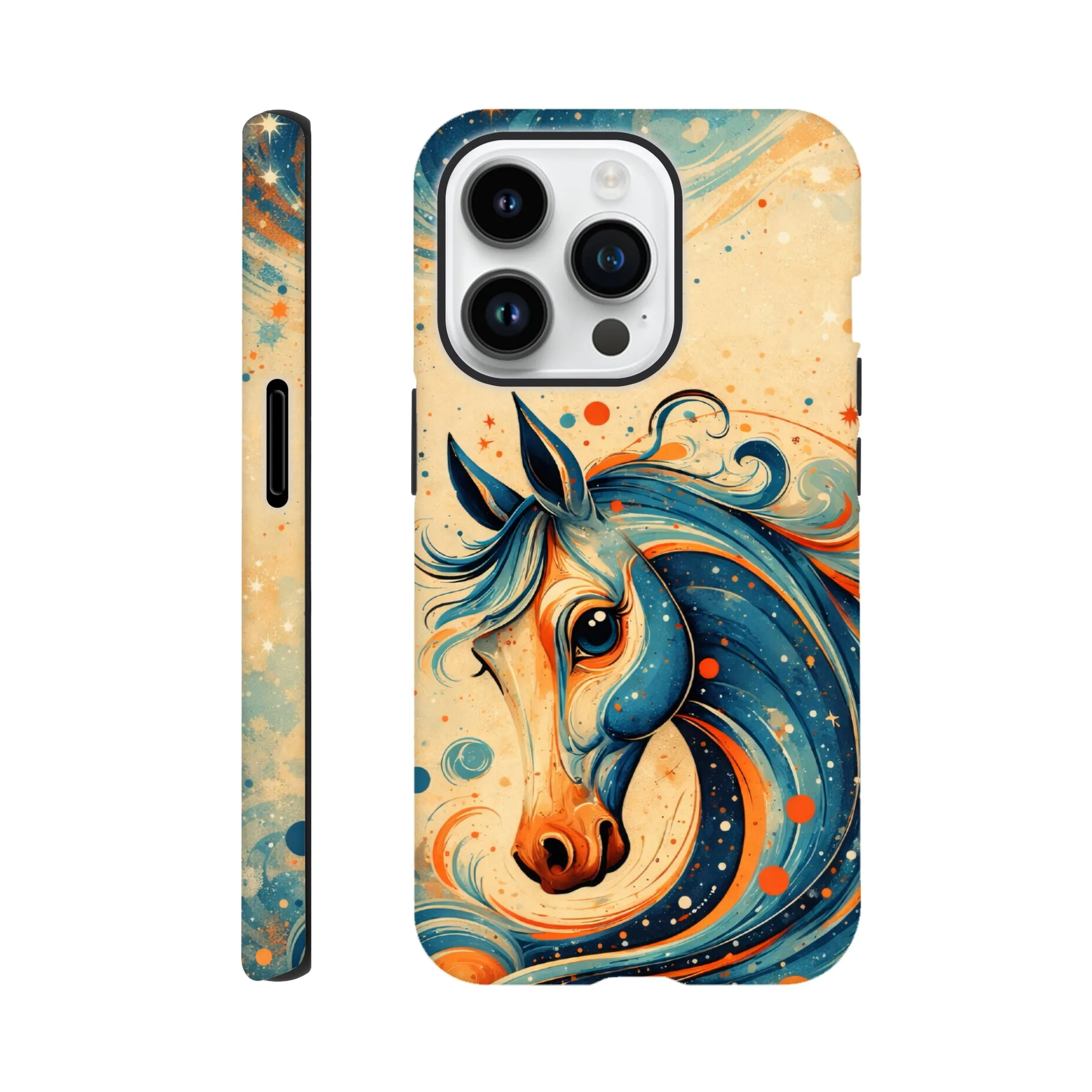 Vintage whimsical 1950’s horse retro atomic, art deco, mid century design protective mobile phone case. Tough custom iPhone compatible mobile phone case. Aialchemyart.co.uk