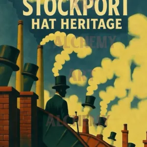 Vintage-Stockport-hat-travel-poster-Aialchemyart.co.uk-best-vintage-retro-1950’s-wall-art-vintage-prints-and-posters
