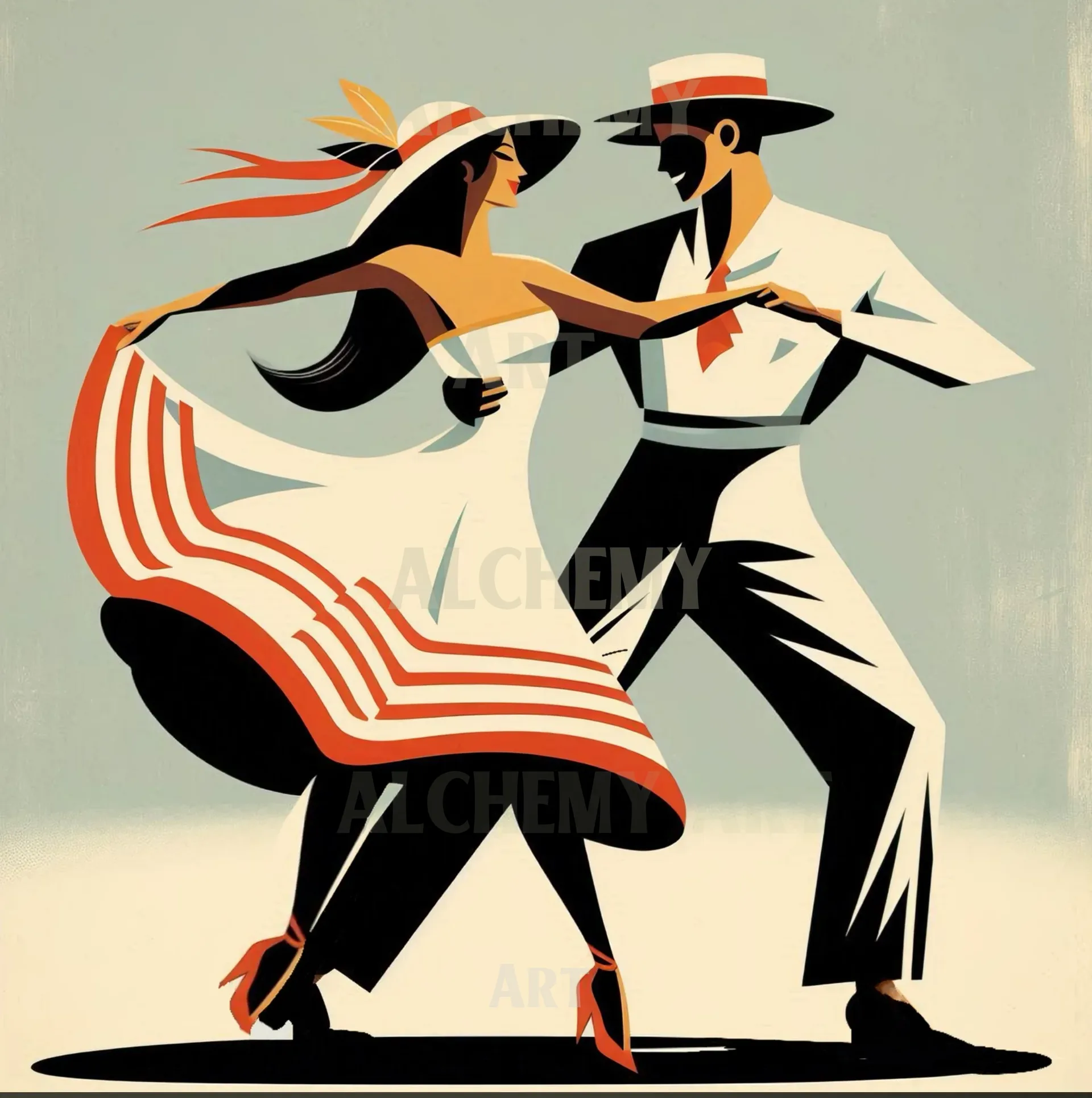 Vintage art deco dancers Created couple aialchemyart.co.uk best vintage prints and posters uk. Retro mid century modern wall art. Art deco