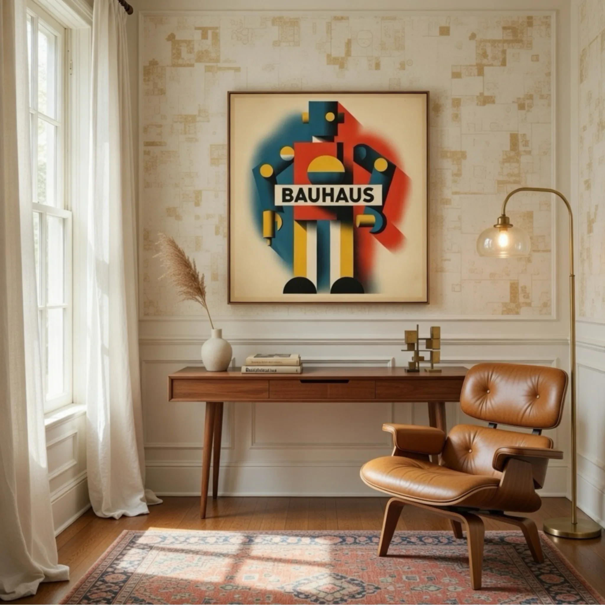 Bauhaus cubist vintage man art prints and posters for sale. Aialchemyart.co.uk geometric constructive vintage art. Designed by aialchemyart.co.uk Bauhaus vintage abstract Vintage, retro, 1950s wall art, prints and posters. Trending art. Man made of nuts and bolts brutalist 1920’s trending geometric cubist art deco industrial art constructive brutalist