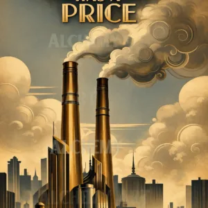 Progress has a price. Vintage industrial art. Smoke stack chimneys. City Victorian art. Retro 1950’s art deco Gold accents. Aialchemyart.co.uk online affordable art for sale. Best prints and posters uk. Classic unique vintage art