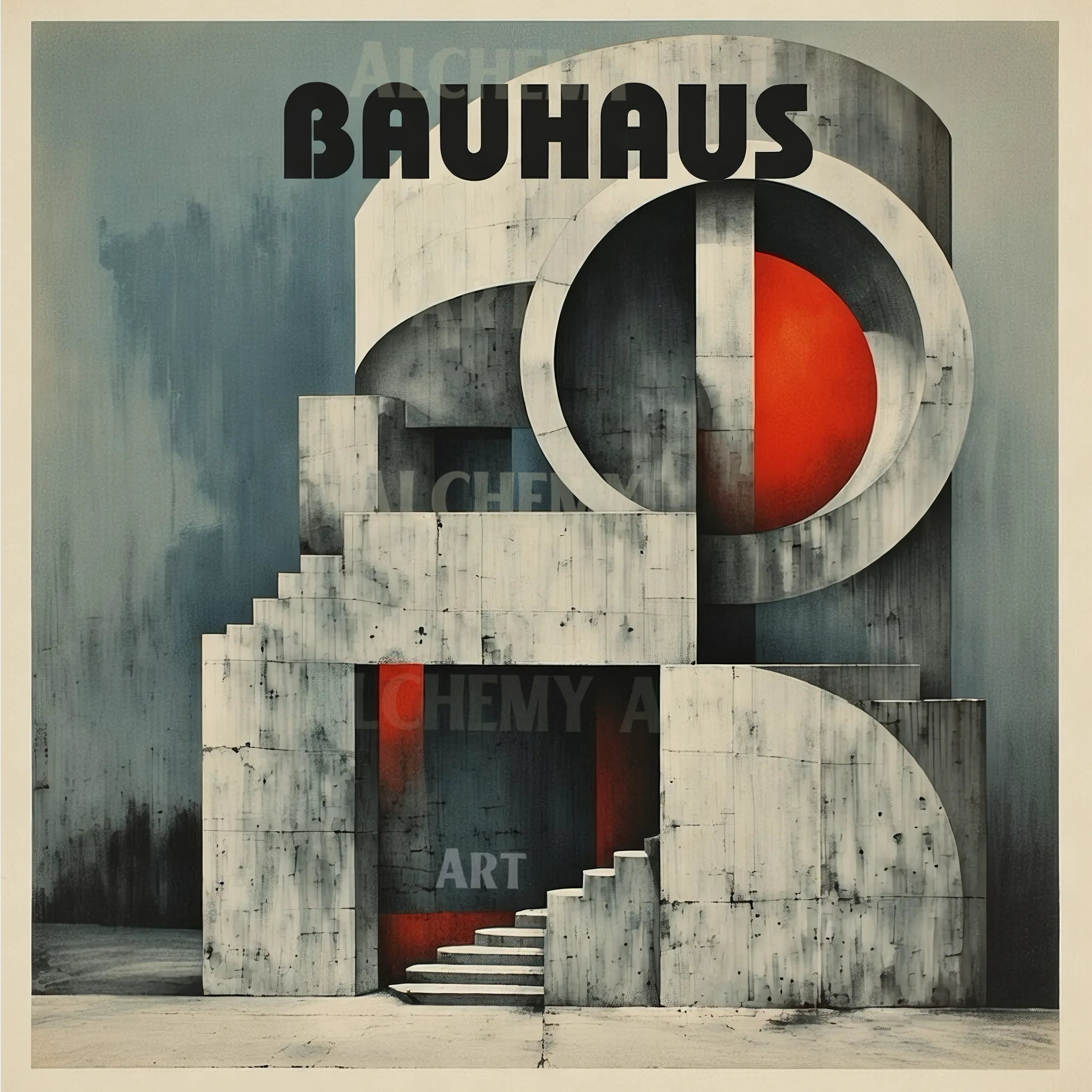 Vintage grey steps Bauhaus vintage art. Designed by aialchemyart.co.uk Bauhaus vintage abstract art. Vintage, retro, 1950s wall art, prints and posters. Trending art. Aialchemyart.co.uk brutalist 1920’s trending geometric cubist art deco industrial art