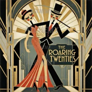 Art Deco Roaring Twenties style jazz poster vintage 1920s dancing couple wall art print Aialchemyart.co.uk retro wall art prints and posters top hats glamorous dancing wall art